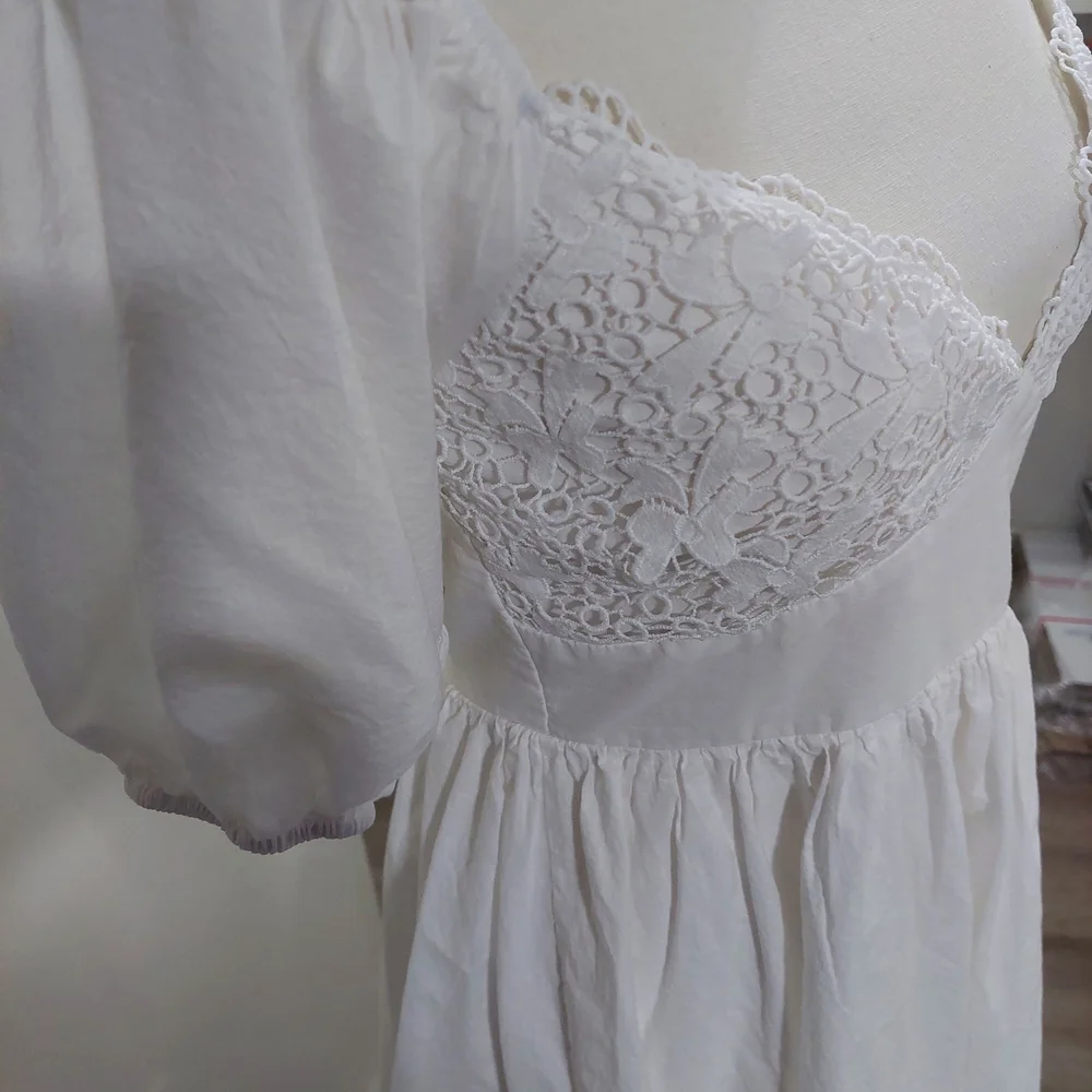 Princess Polly‎ Krysten White Puff Sleeve Mini Dress Sz 12 - Picture 6 of 12